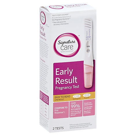 slide 1 of 1, Signature Care Pregnancy Test Early Result Easy To Read, 2 ct