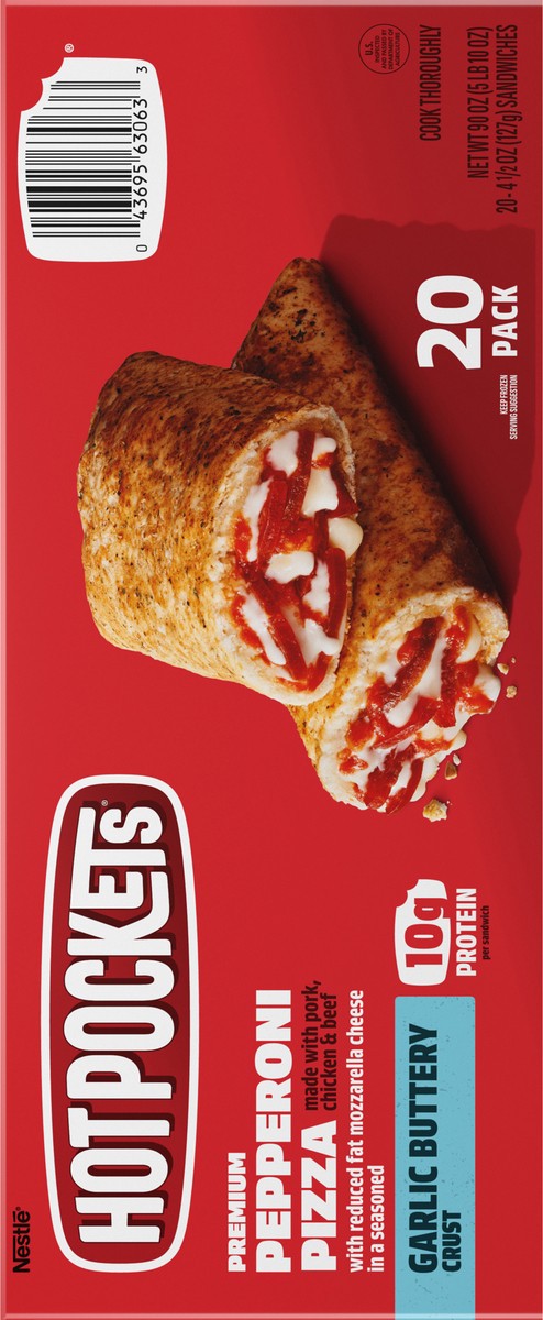 slide 2 of 13, Hot Pockets Pepperoni Pizza, Italian Style Crust, Frozen Snack, 20 Value Pack, 90 oz