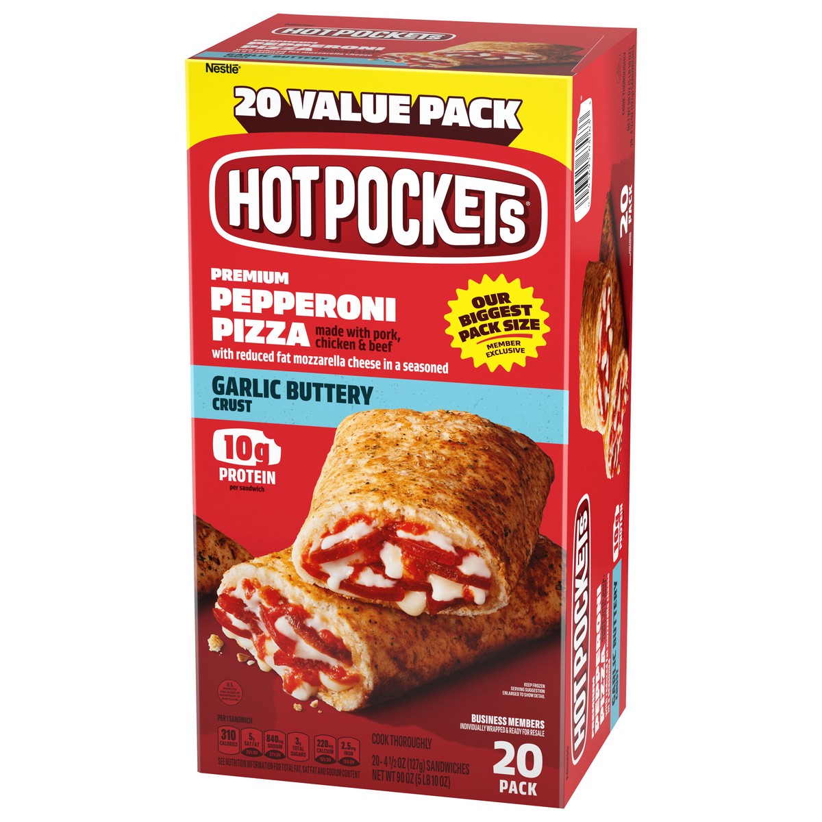 slide 5 of 13, Hot Pockets Pepperoni Pizza, Italian Style Crust, Frozen Snack, 20 Value Pack, 90 oz