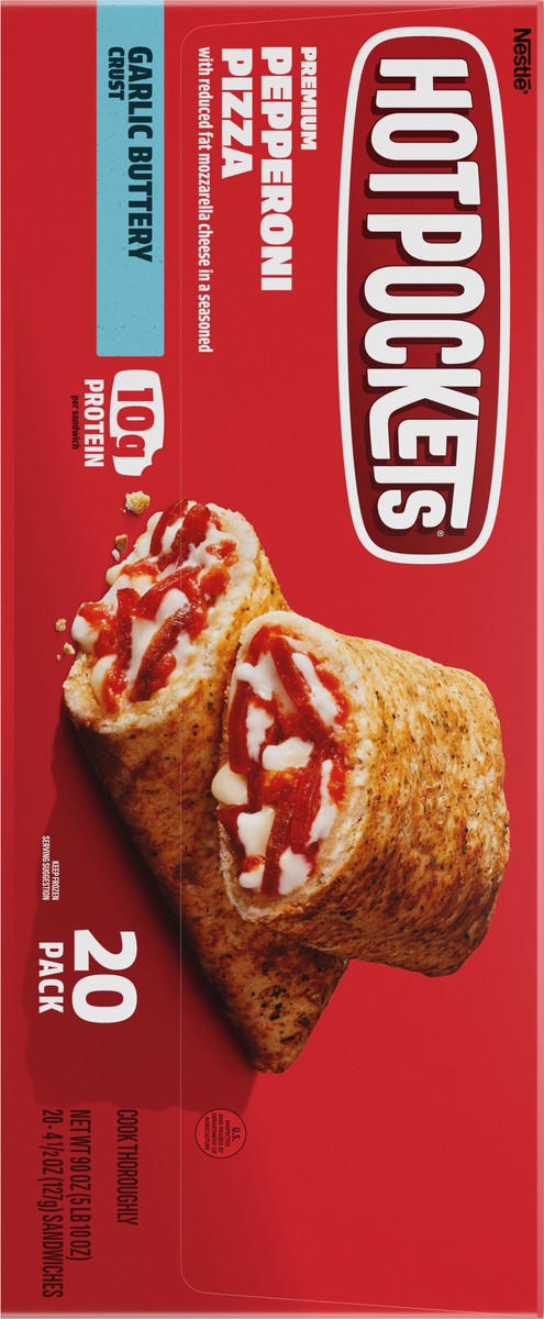 slide 8 of 13, Hot Pockets Pepperoni Pizza, Italian Style Crust, Frozen Snack, 20 Value Pack, 90 oz