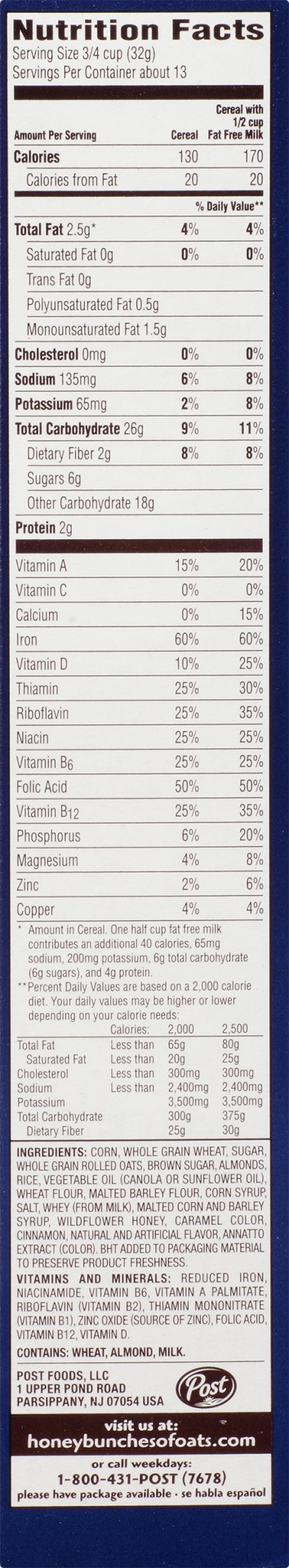 slide 5 of 8, Post Cereals Honey Bunches of Oats Cereal with Almonds, 14.5 oz