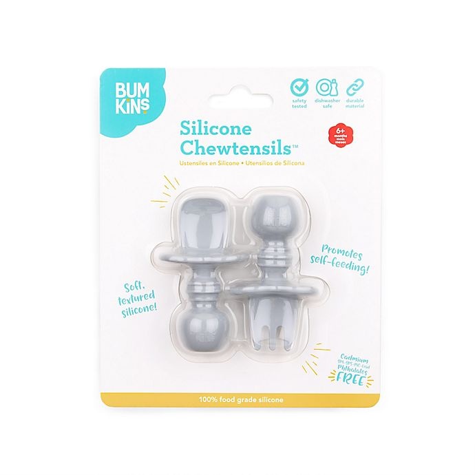 slide 11 of 19, Bumkins Silicone Chewtensils - Grey, 1 ct