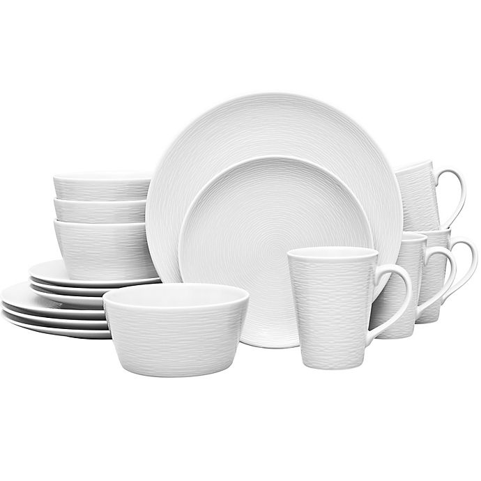 slide 1 of 1, Noritake White on White Swirl Round Dinnerware Set, 16 ct