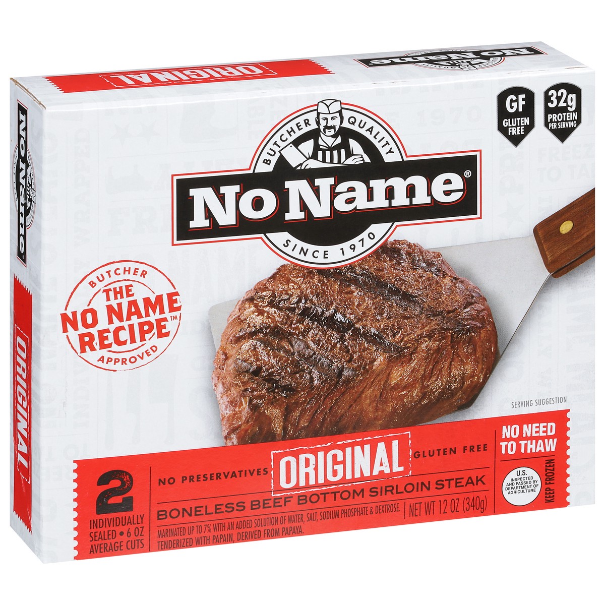 slide 4 of 9, No Name Boneless Beef Bottom Original Sirloin Steak 2 ea, 2 ct