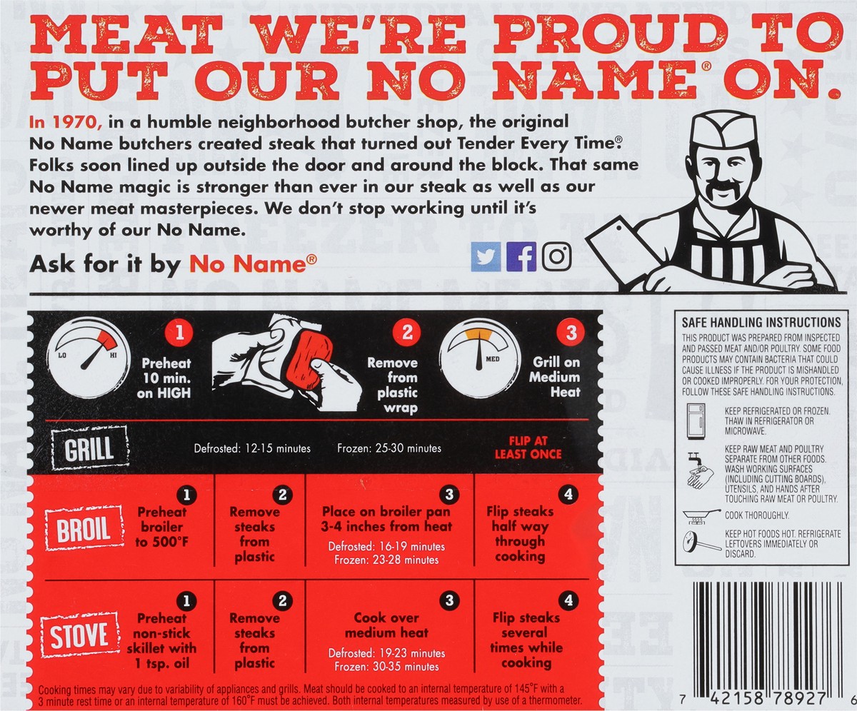 slide 9 of 9, No Name Boneless Beef Bottom Original Sirloin Steak 2 ea, 2 ct