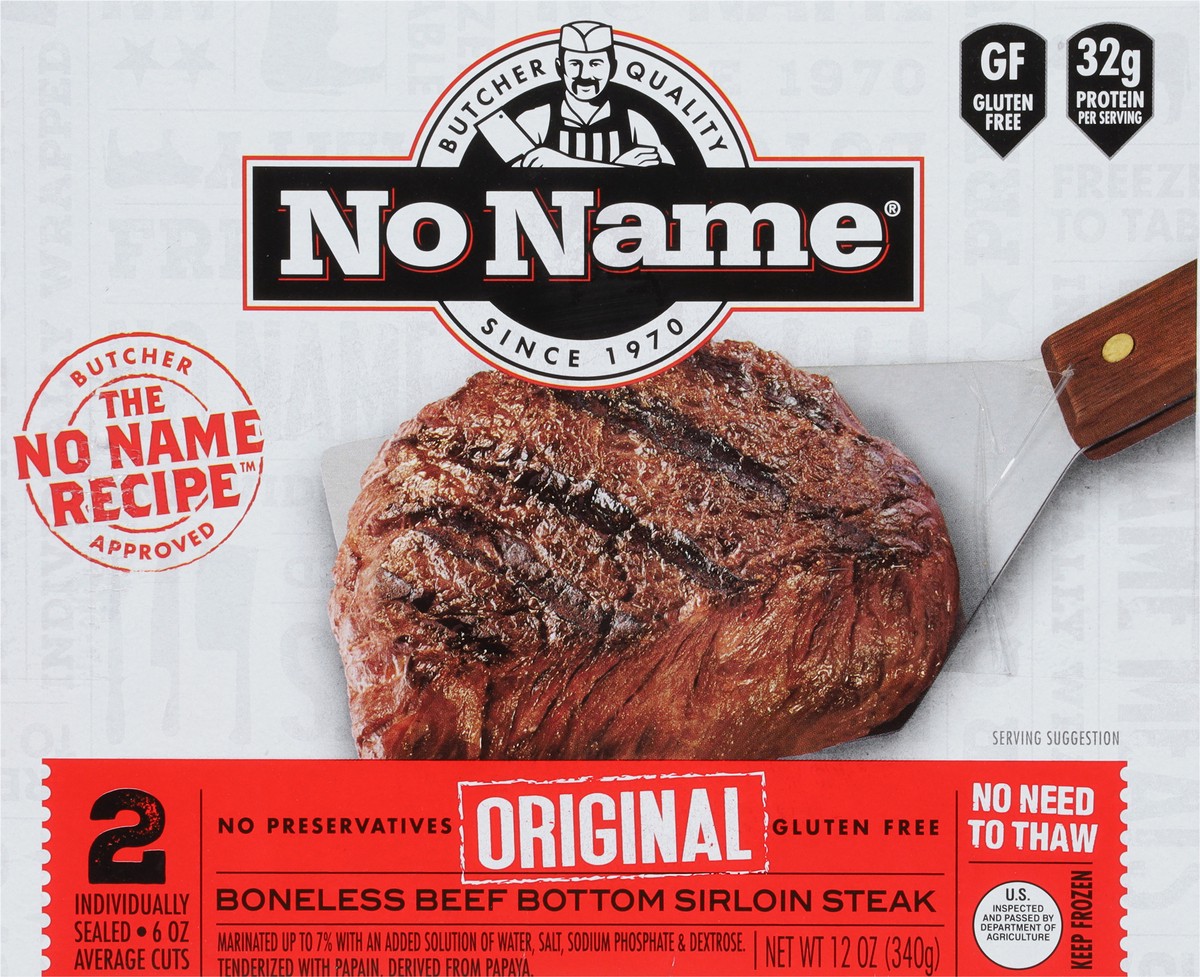 slide 6 of 9, No Name Boneless Beef Bottom Original Sirloin Steak 2 ea, 2 ct