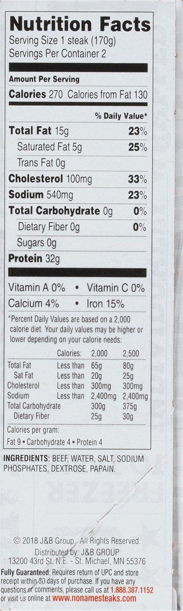 slide 3 of 9, No Name Boneless Beef Bottom Original Sirloin Steak 2 ea, 2 ct