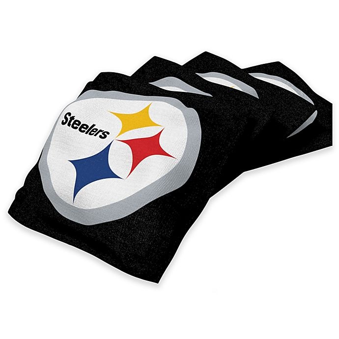 slide 1 of 1, NFL Pittsburgh Steelers Regulation Cornhole Bean Bags - Black, 4 ct; 16 oz