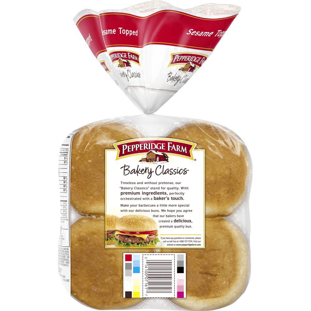 slide 88 of 125, Pepperidge Farm Sesame Topped Hamburger Buns, 8-Pack Bag, 15 oz