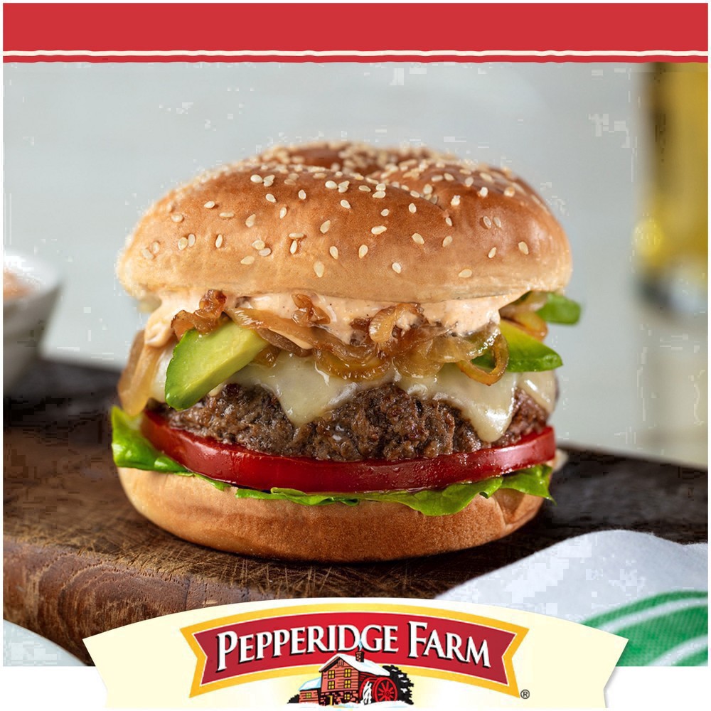 slide 13 of 125, Pepperidge Farm Sesame Topped Hamburger Buns, 8-Pack Bag, 15 oz