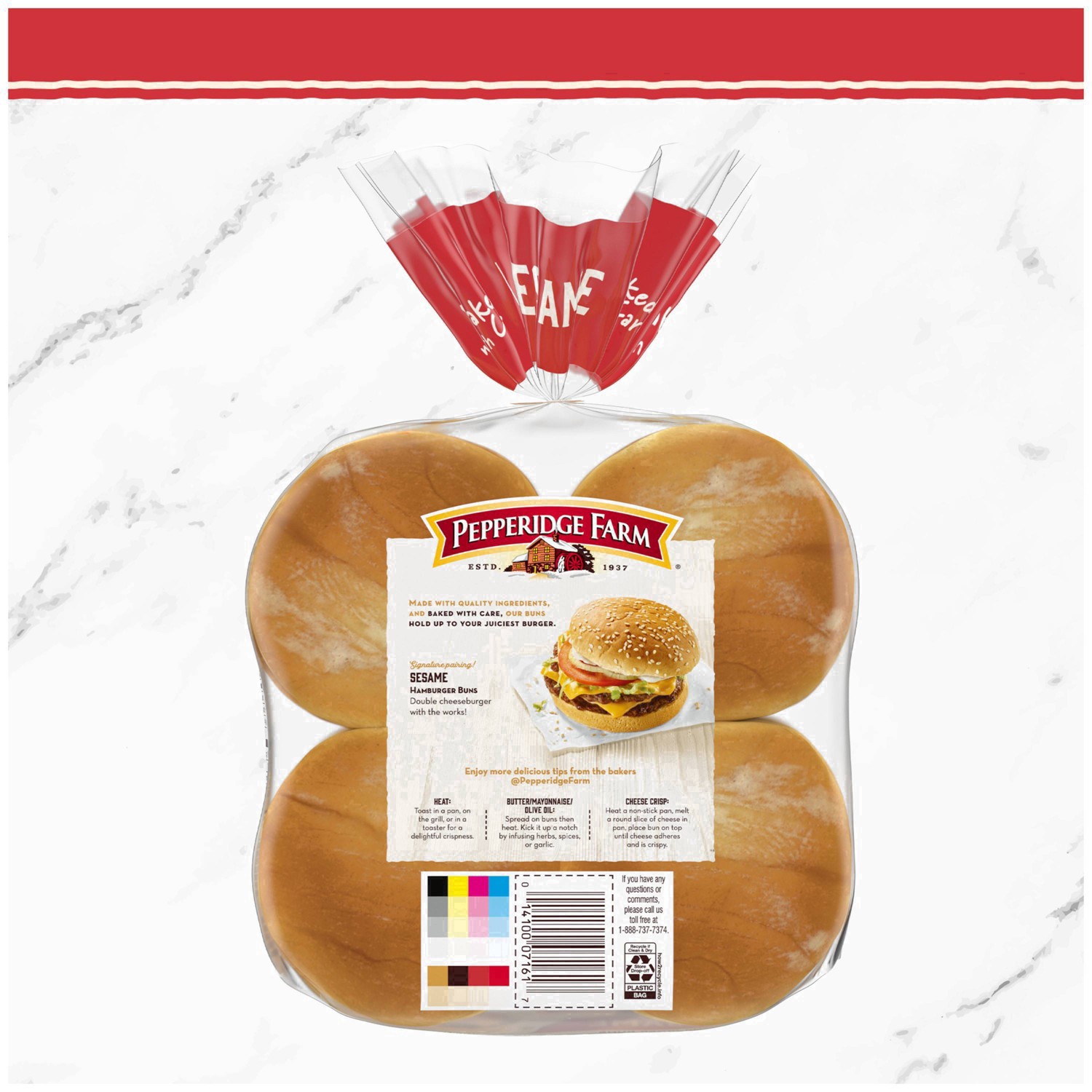 slide 18 of 125, Pepperidge Farm Sesame Topped Hamburger Buns, 8-Pack Bag, 15 oz