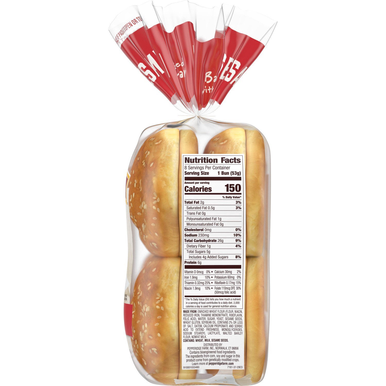 slide 110 of 125, Pepperidge Farm Sesame Topped Hamburger Buns, 8-Pack Bag, 15 oz