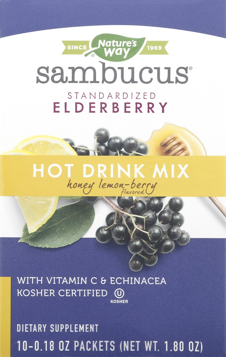 slide 2 of 12, Nature's Way Sambucus Honey Lemon-Berry Flavored Hot Drink Mix 10 ea, 10 ct