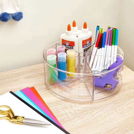 slide 1 of 5, Idesign 11.5" 5 Compartment Plastic Turntable, 11.5 in x 11.5 in x 4.4 in