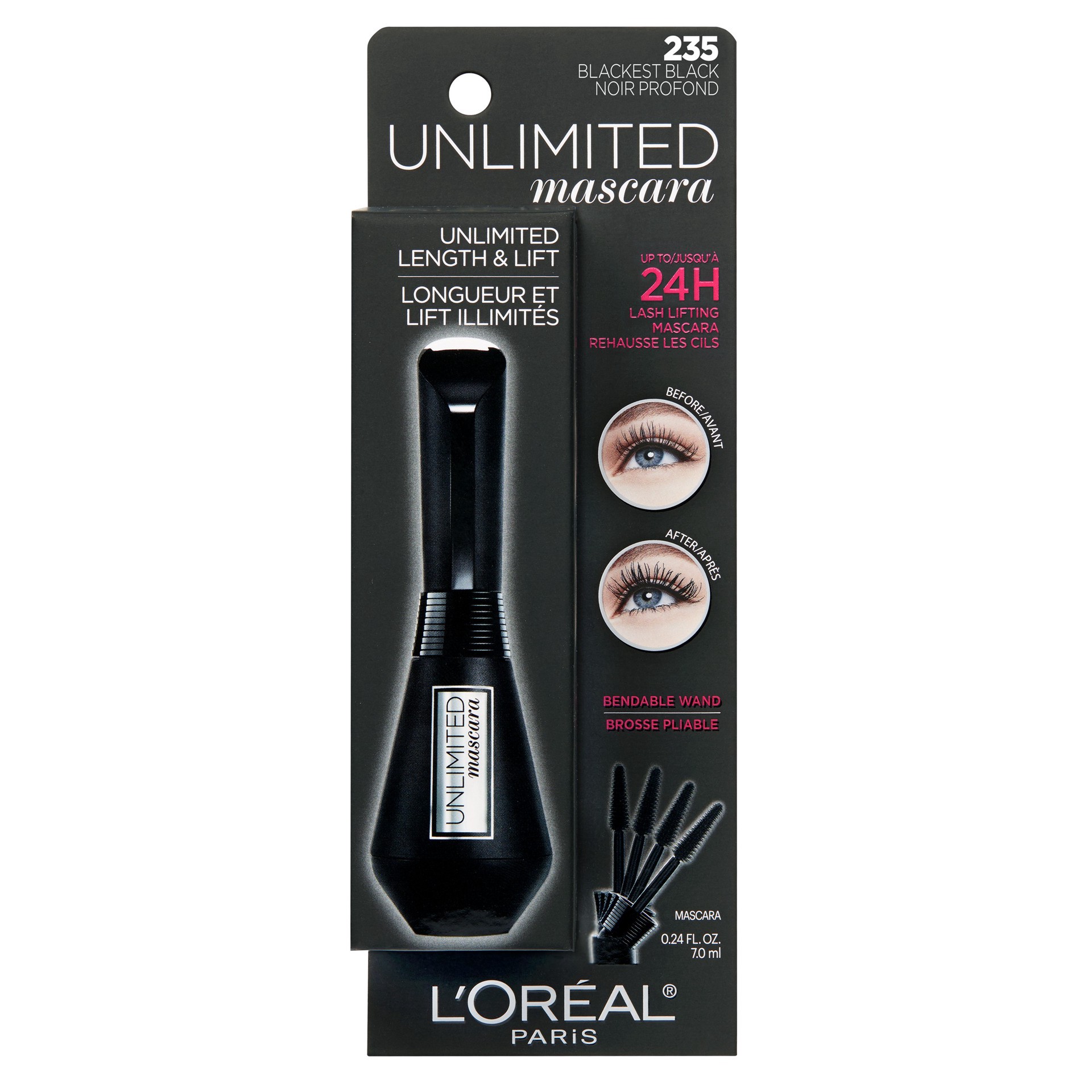 slide 1 of 1, L'Oréal Loral Paris Unlimited Lash Lifting And Lengthening Washable Mascara - Blackest Black 235, 1 ct