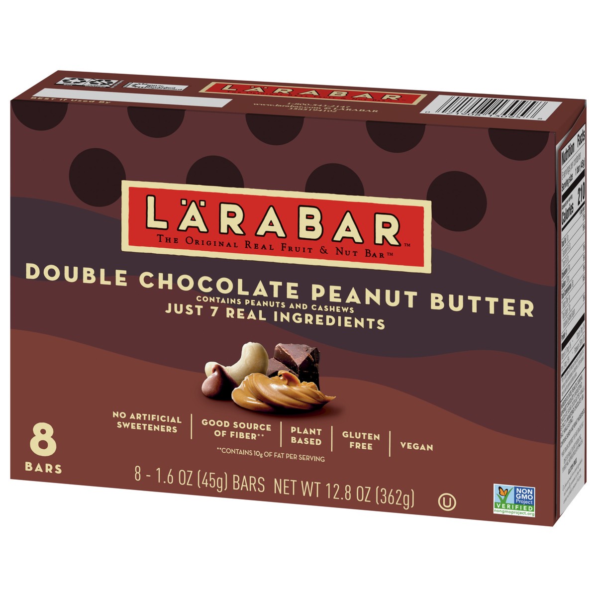 slide 7 of 9, LÄRABAR Double Chocolate Peanut Butter, Gluten Free Vegan Bars, 8 ct, 8 ct