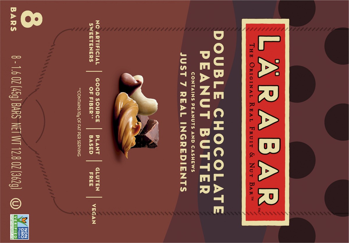 slide 4 of 9, LÄRABAR Double Chocolate Peanut Butter, Gluten Free Vegan Bars, 8 ct, 8 ct