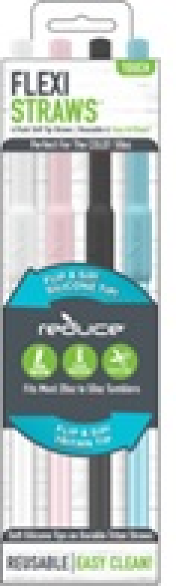 slide 1 of 1, REDUCE Reusable Flexi Straw Set, 4 ct