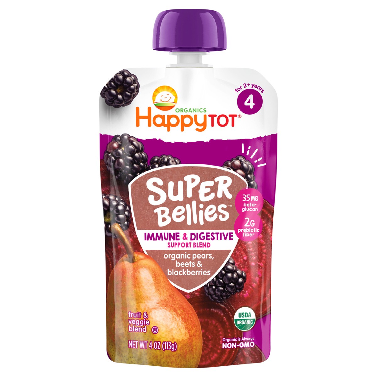 slide 1 of 6, Happy Tot Happy Family HappyTot Super Bellies Organic Pears Beets & Blackberries Baby Food Pouch - 4oz, 4 oz