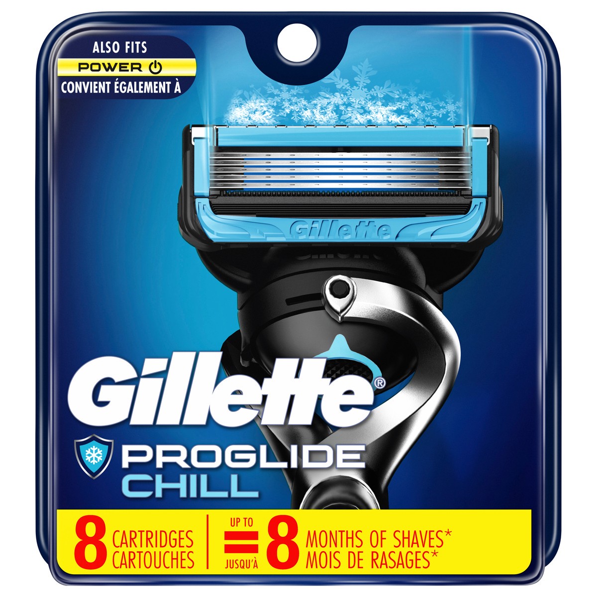 slide 1 of 10, Gillette ProGlide Chill Men's Razor Blades, 8 Blade Refills, 8 ct