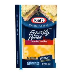 Kraft Expertly Paired Double Cheddar Cheese Slices for Deli Sandwiches, 12 ct Pack