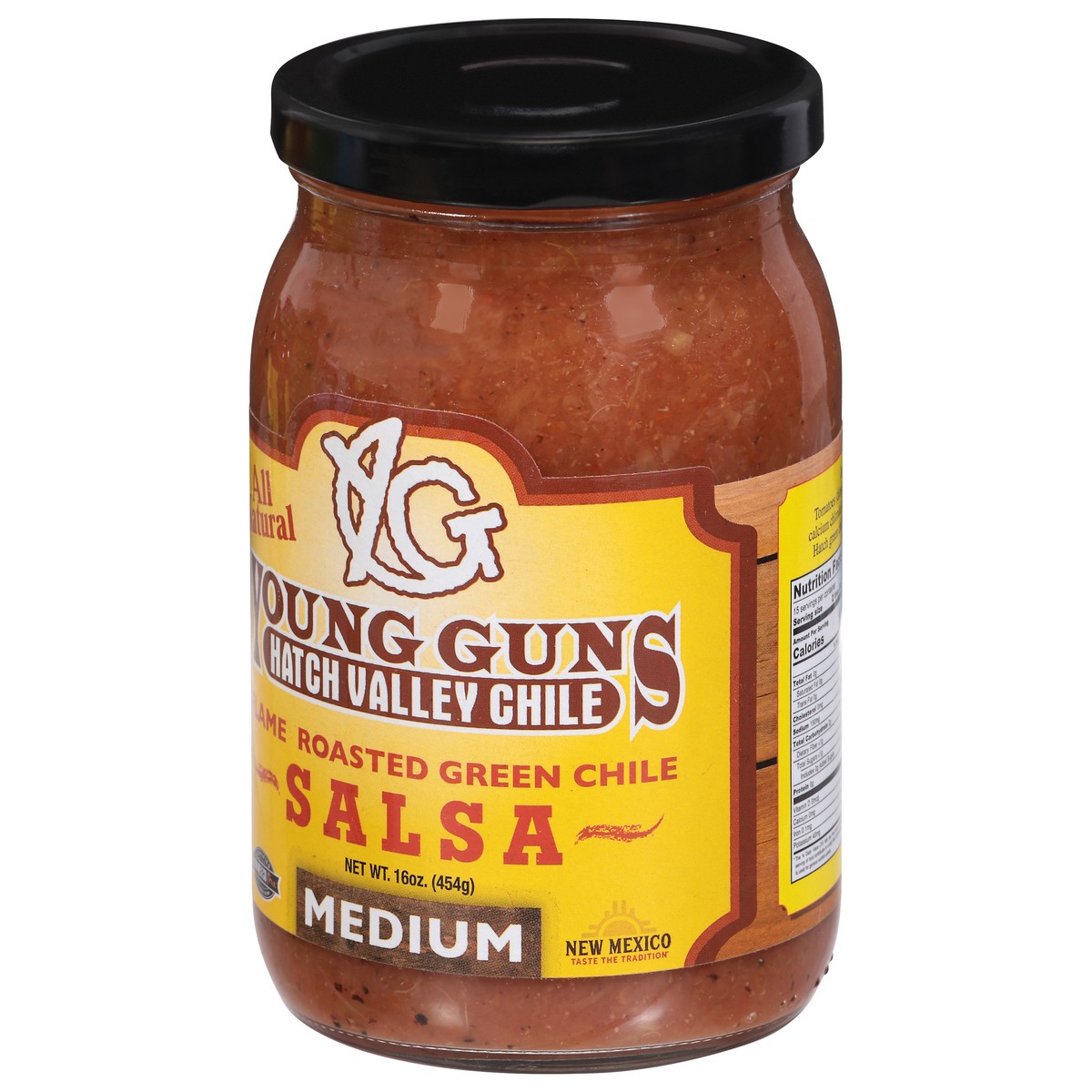 slide 11 of 13, Young Guns Medium Flame Roasted Green Chile Salsa 16 oz, 16 oz