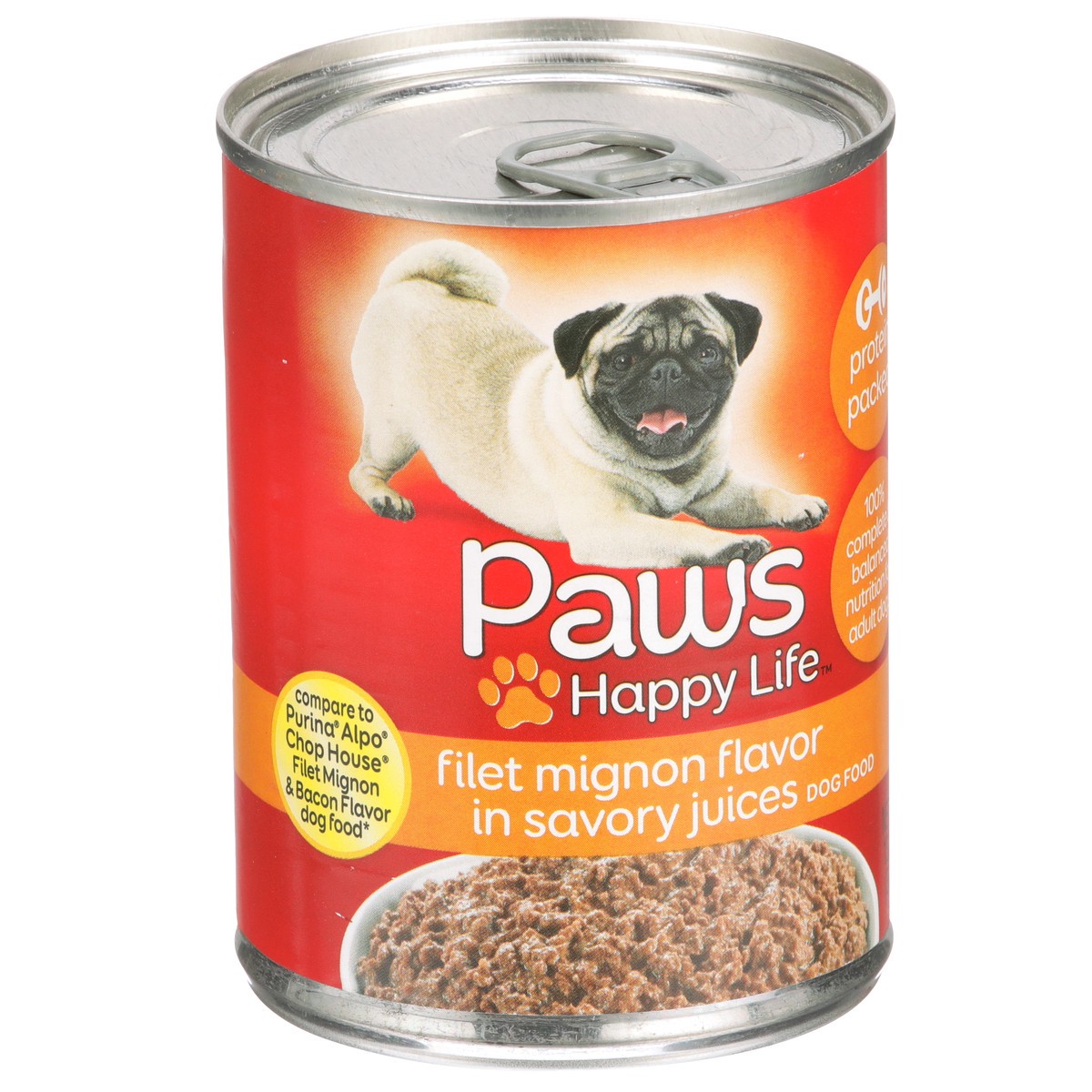 slide 2 of 9, Paws Happy Life Filet Mignon Flavor In Savory Juices Dog Food, 13.2 oz