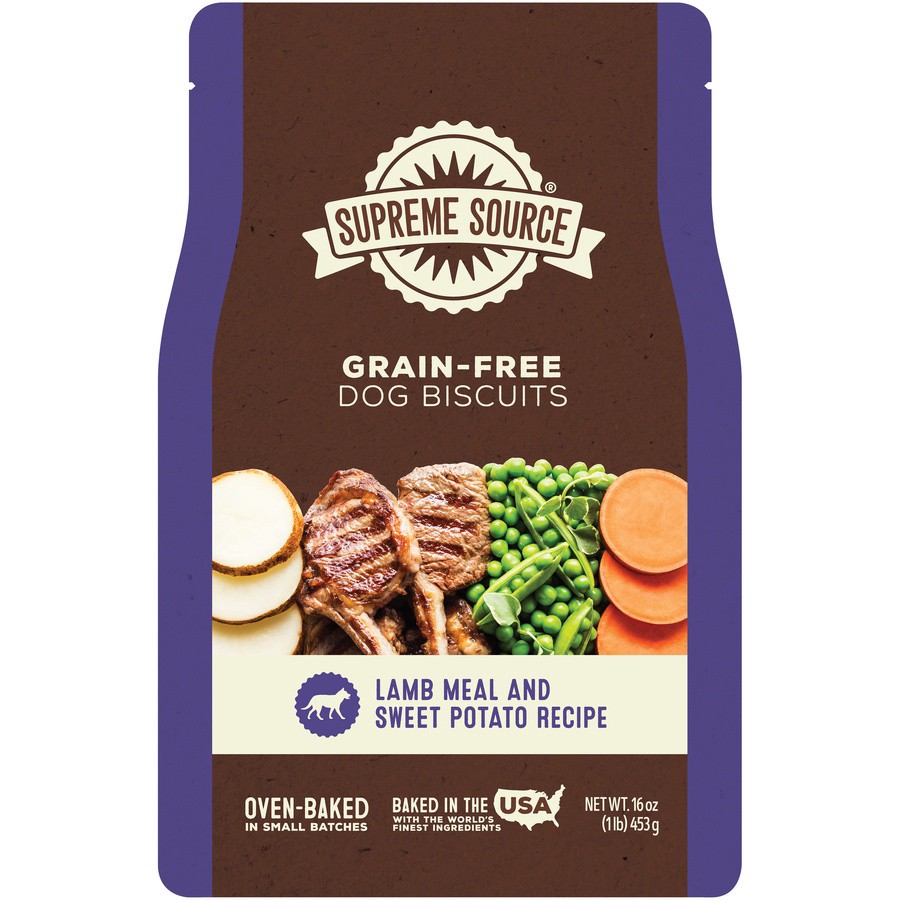 slide 1 of 9, Supreme Source Grain-Free Lamb Meal and Sweet Potato Recipe Dog Biscuits 16 oz, 16 oz