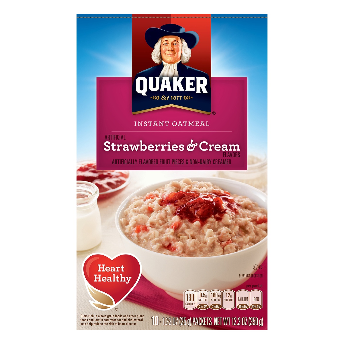 slide 1 of 6, Quaker Strawberries & Cream Instant Oatmeal, 10 ct