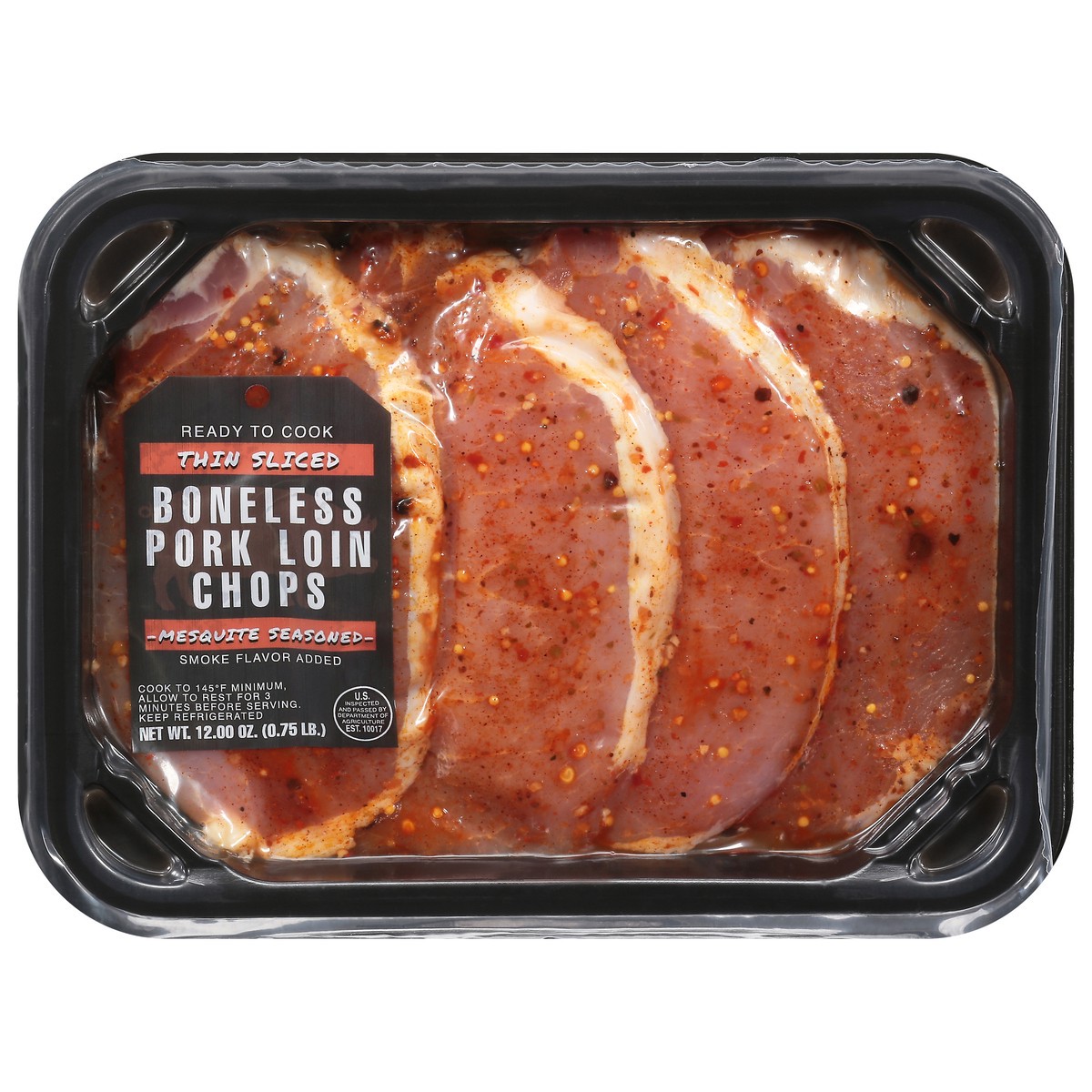slide 2 of 4, Premier Foods Thin Sliced Boneless Mesquite Seasoned Pork Loin Chops 12.00 oz, 12 oz