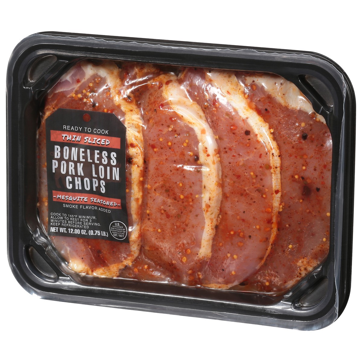 slide 4 of 4, Premier Foods Thin Sliced Boneless Mesquite Seasoned Pork Loin Chops 12.00 oz, 12 oz