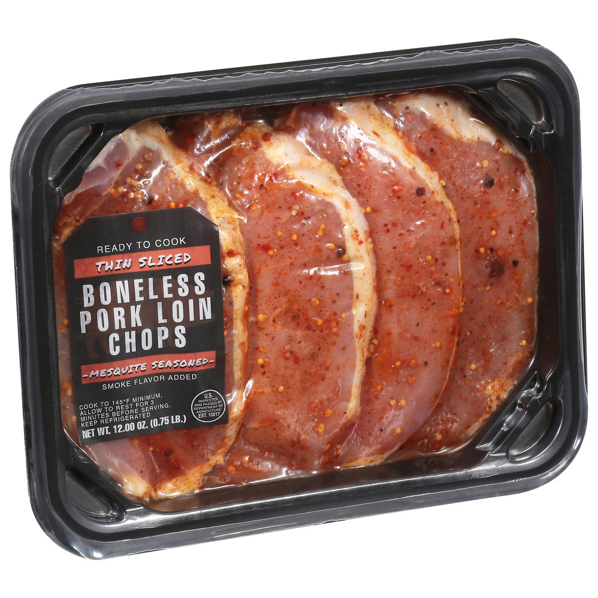slide 3 of 4, Premier Foods Thin Sliced Boneless Mesquite Seasoned Pork Loin Chops 12.00 oz, 12 oz