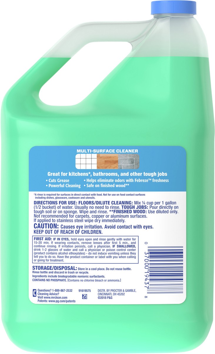 slide 3 of 4, Mr. Clean Multi Surface Cleaner with Febreze Freshness - Meadows & Rain, 128 fl oz