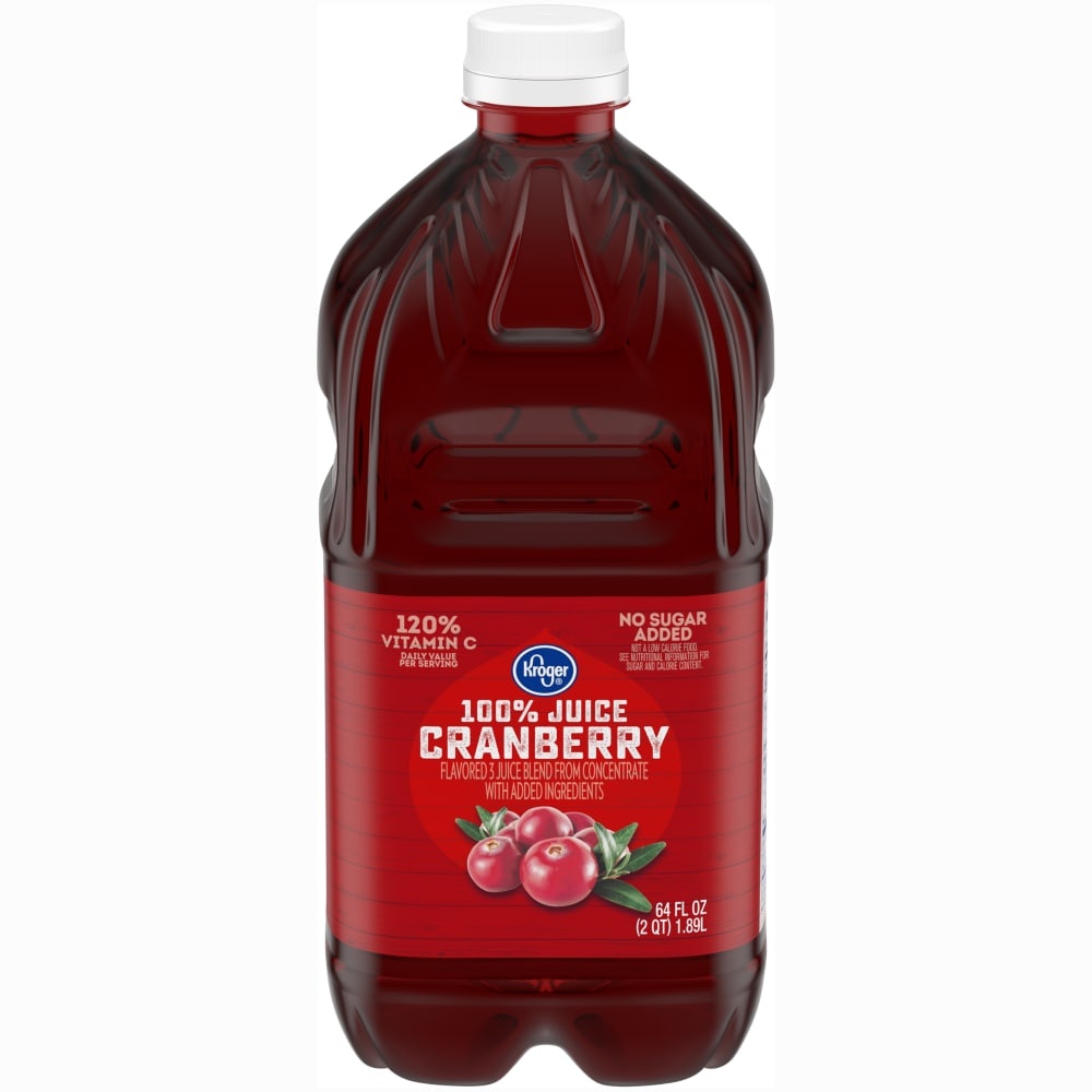 slide 1 of 1, Kroger 100% Cranberry Juice, 64 fl oz