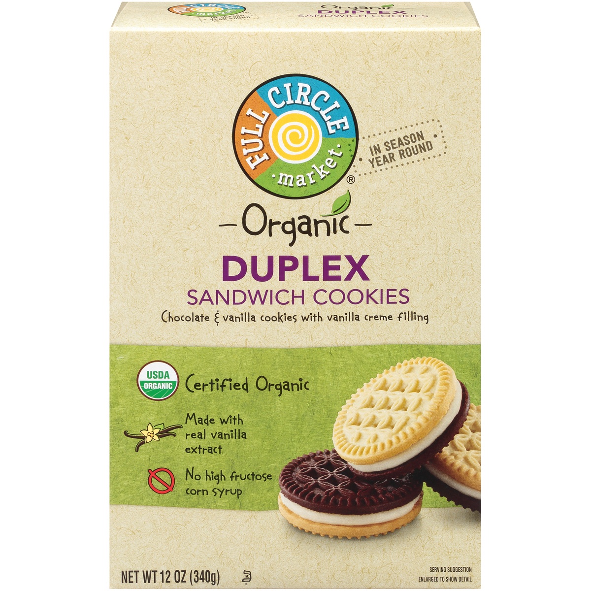 Full Circle Market Duplex Chocolate & Vanilla Sandwich Cookies With