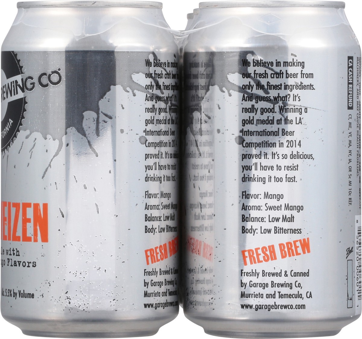 slide 3 of 12, Garage Brewing Co Mango Hefeweizen Beer 6 - 12 fl oz Cans, 6 ct