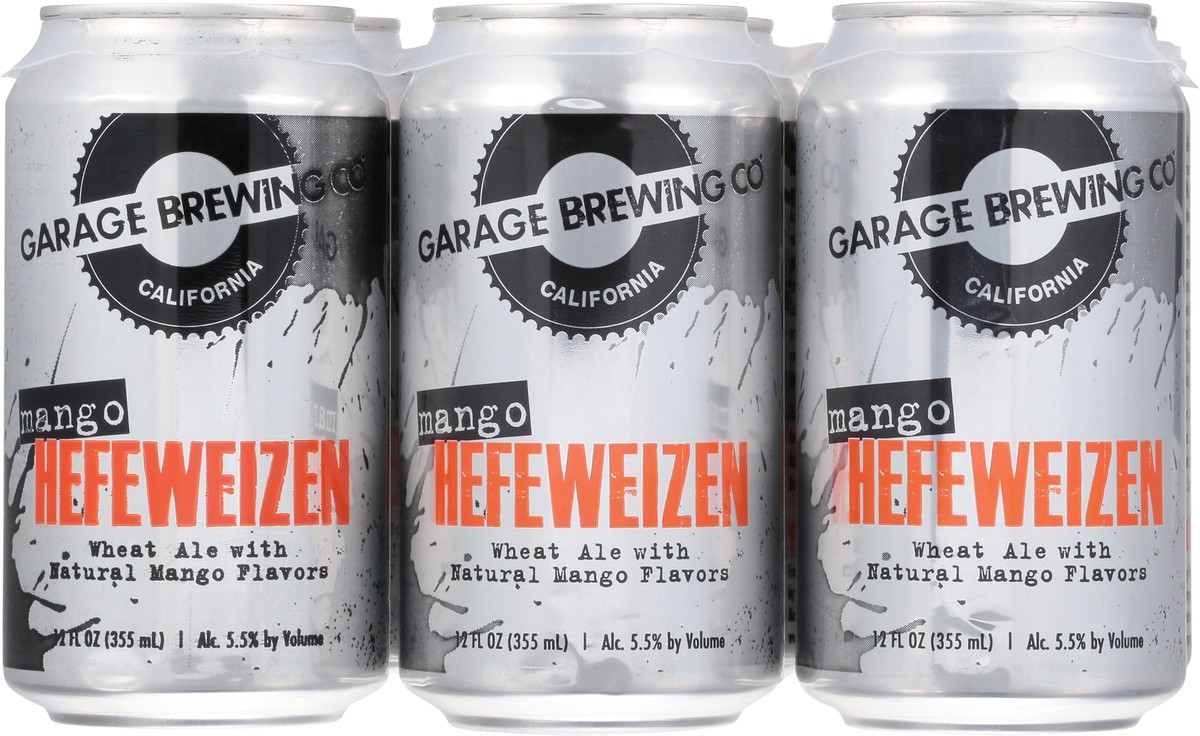 slide 1 of 12, Garage Brewing Co Mango Hefeweizen Beer 6 - 12 fl oz Cans, 6 ct