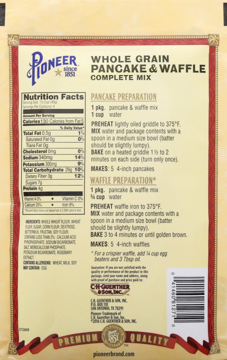 slide 9 of 13, Pioneer Whole Grain Pancake & Waffle Complete Mix 6 oz, 6 oz