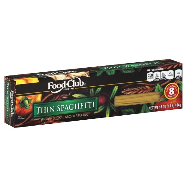 slide 1 of 1, Food Club Enriched Macaroni Product, Thin Spaghetti, 16 oz