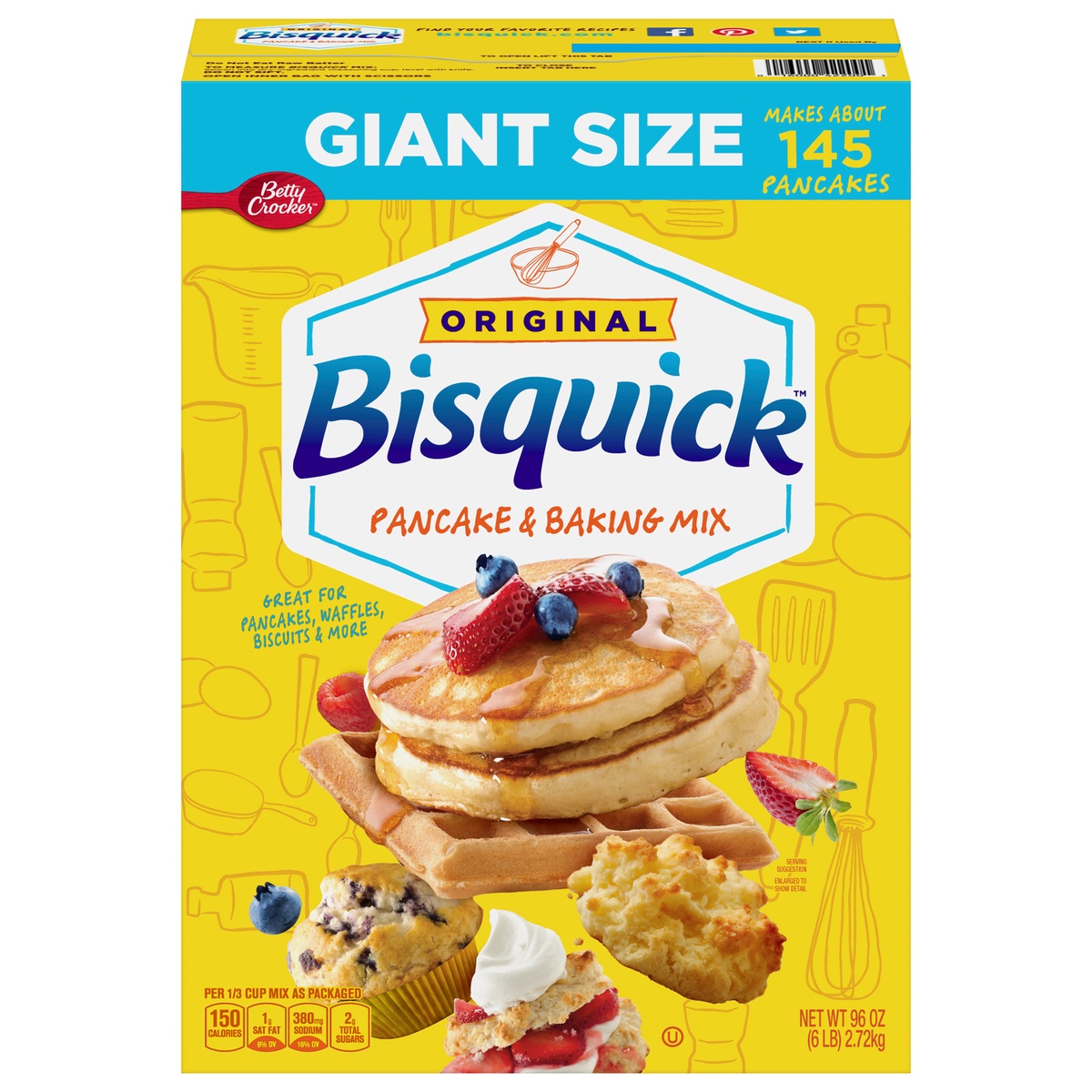 slide 1 of 1, Betty Crocker Bisquick Pancake and Baking Mix, 96 oz, 96 oz