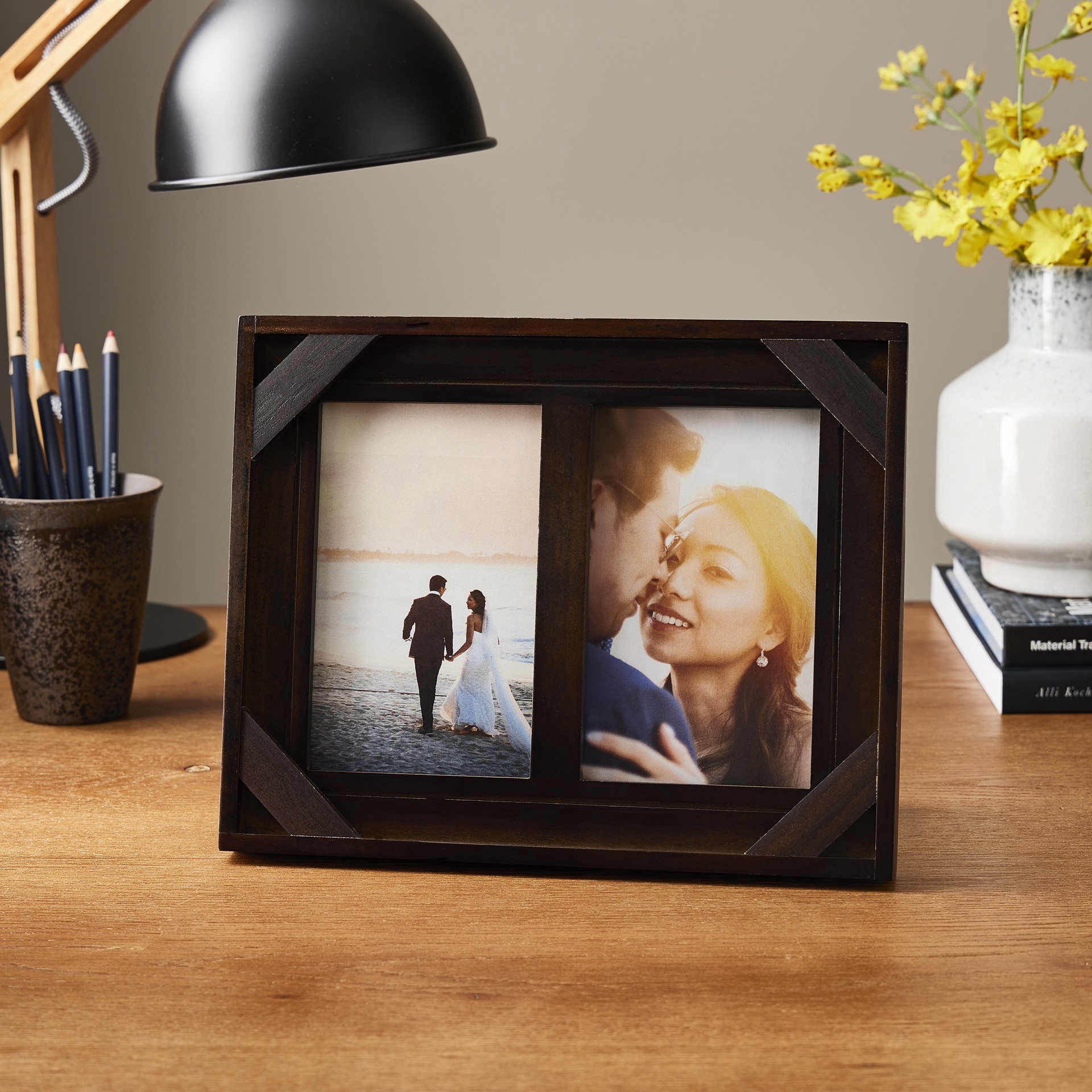 slide 3 of 4, Expressions 2 Opening 4" X 6" Espresso Collage Frame By Studio Decor, 4 in x 6 in