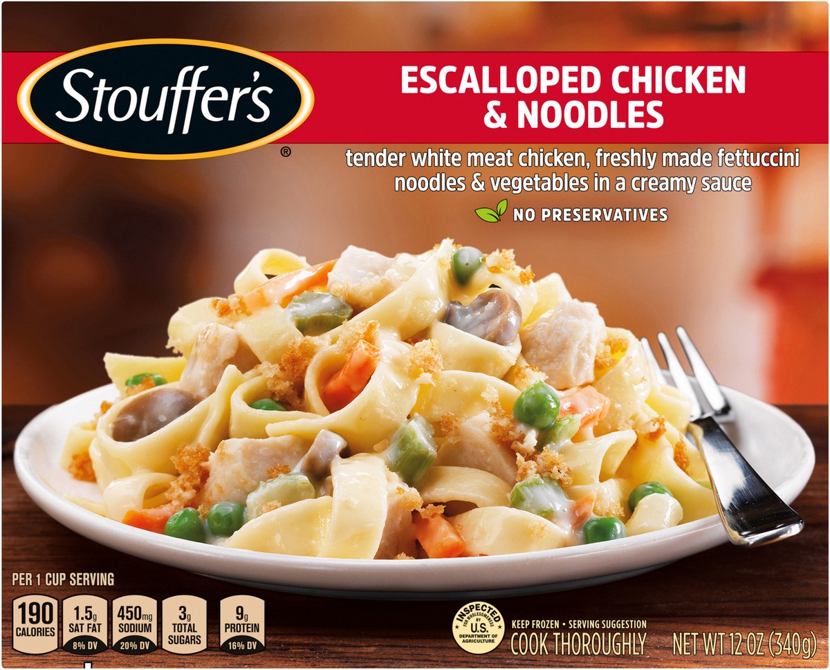 slide 5 of 8, Stouffer's Escalloped Chicken and Noodles Frozen Meal, 12 oz