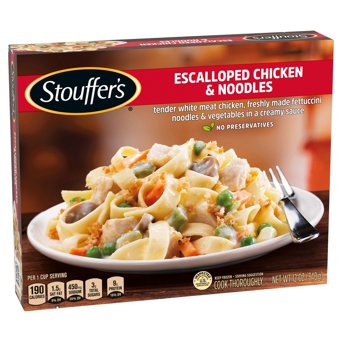 slide 1 of 8, Stouffer's Escalloped Chicken and Noodles Frozen Meal 12 oz., 12 oz