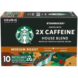 Starbucks K-Cup Coffee Pods, Medium Roast With 2X Caffeine, House Blend, 10 ct