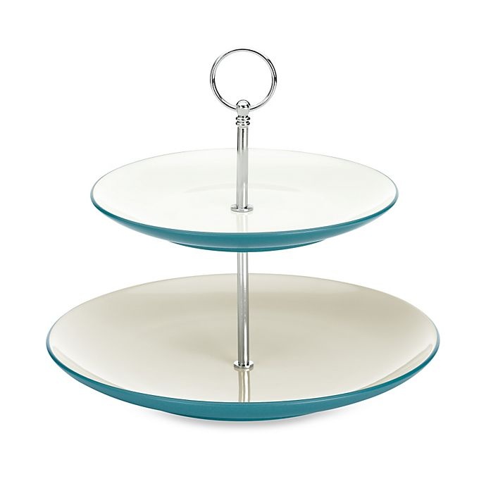 slide 1 of 1, Noritake Colorwave 2-Tier Hostess Tray - Turquoise, 1 ct