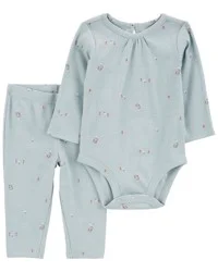 Carter's Baby 2-Piece Mouse Print Bodysuit Pant Set Blue 6M