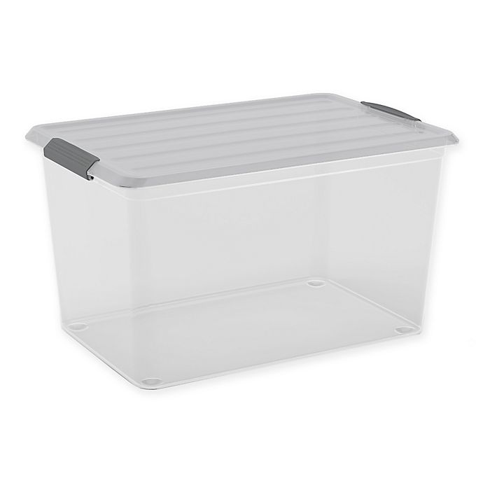 slide 1 of 1, Curver Latch Mates Storage Container with Lid - Clear/Grey, 61.5 qt