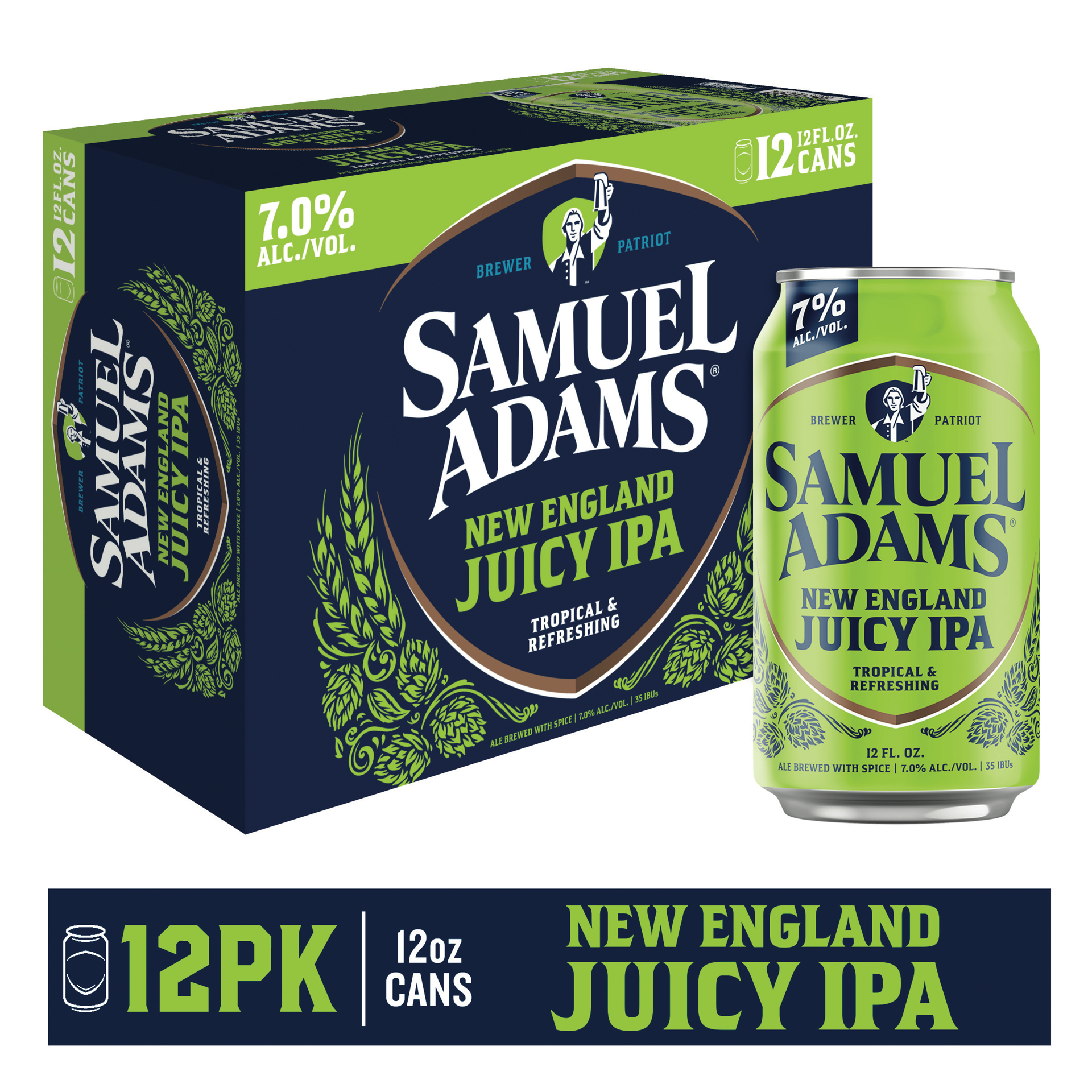 slide 1 of 4, Samuel Adams New England Juicy IPA Beer (12 fl. oz. Can, 12pk.), 12 ct; 12 oz