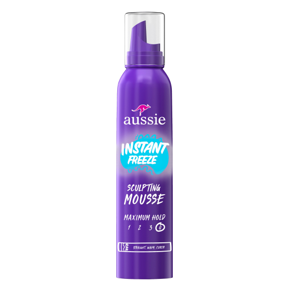 slide 1 of 1, Aussie Instant Freeze Sculpting Mousse, Mousse for Curly Hair, Straight Hair, and Wavy Hair, 6 oz