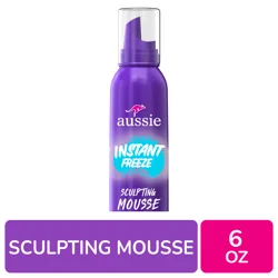Aussie Instant Freeze Sculpting Mousse, Mousse For Curly Hair, Straight Hair, And Wavy Hair, 6 Oz